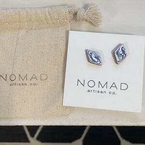 Nomad Artisan Co. Blue and White Ceramic Earrings